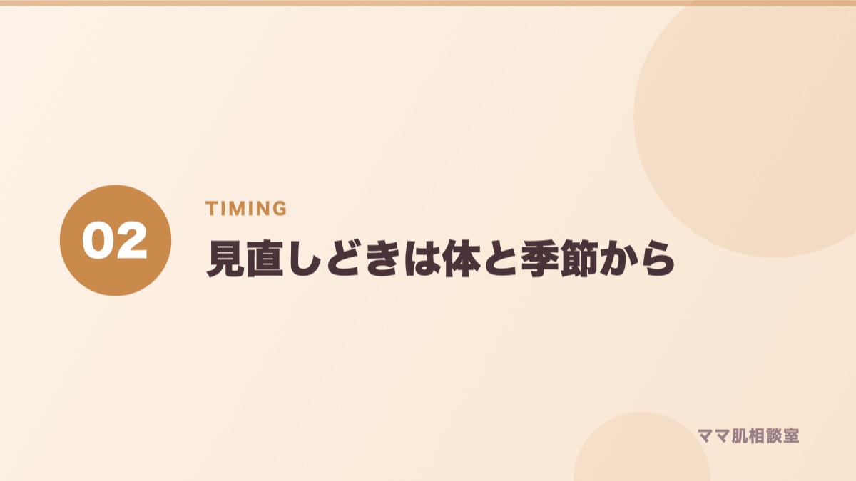 スキンケアを見直すタイミングを示すバナー
