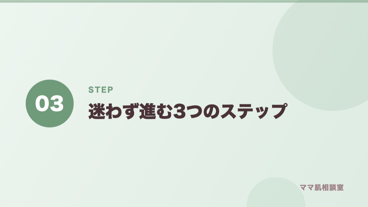 スキンケアの見直し方3ステップを示すバナー